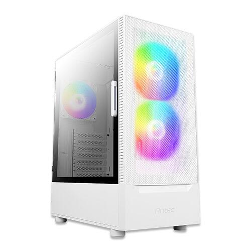 ANTEC NX410 Case, Gaming, White, Mid Tower, 1 x USB 3.0 / 2 x USB 2.0, Tempered Glass Side Window Panel, Addressable RGB LED Fans, ATX, Micro ATX, Mini-ITX