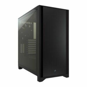 Corsair 4000D Gaming Case w/ Tempered Glass Window, E-ATX, 2 x AirGuide Fans, Solid Steel Front Panel, USB-C, Black
