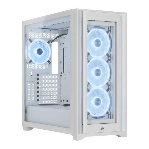 Corsair iCUE 5000X RGB QL Edition True White Gaming Case w/ Tempered Glass Panels, E-ATX, 4 x QL120 RGB Fans, Lighting Node CORE included, USB-C