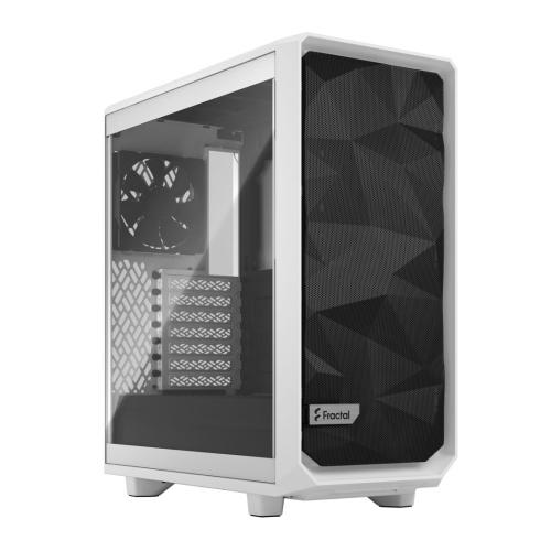 Fractal Design Meshify 2 Compact (White TG) Gaming Case w/ Clear Glass Window, ATX, Angular Mesh Front, 3 Fans, Detachable Front Filter, USB-C