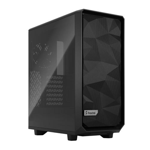 Fractal Design Meshify 2 Compact (Black TG) Gaming Case w/ Light Tint Glass Window, ATX, Angular Mesh Front, 3 Fans, Detachable Front Filter, USB-C