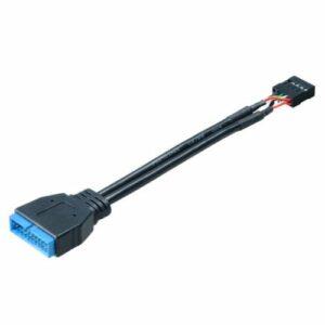 Akasa USB 3.0 to USB 2.0 Adapter Cable, USB 3.0 19-pin male to USB 2.0 internal 9-pin, 10cm