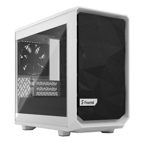 Fractal Design Meshify 2 Nano (White TG) Gaming Case w/ Clear Glass Window, Mini ITX, Angular Mesh, USB-C, 331mm GPU & 280mm Radiator Support
