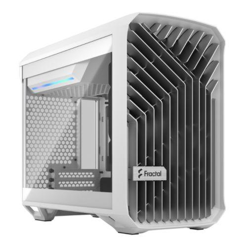 Fractal Design Torrent Nano (White TG) Case w/ Clear Glass Window, Mini ITX, 1 Fan, ATX PSU & 335mm GPU Support, 280mm Watercooling, RGB Strip, Front Grille, USB-C