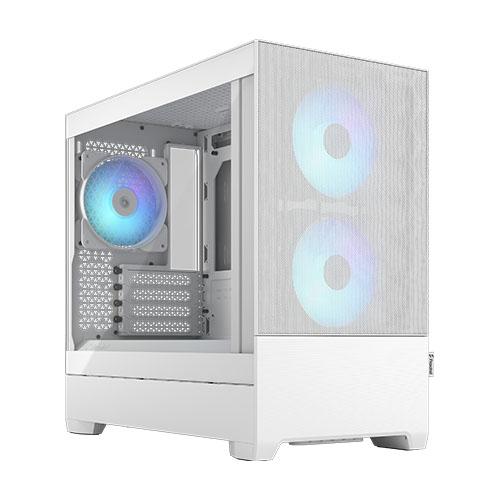 Fractal Design Pop Mini Air RGB (White TG) Gaming Case w/ Clear Glass Window, Micro ATX, Hexagonal Mesh Front, 3 RGB Fans & ARGB Controller
