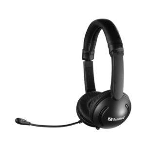 Sandberg (326-15) MiniJack Headset with Boom Microphone, 3.5mm Jack (PC Adapter included), Padded Headband & Soft Ear Pads, 5 Year Warranty