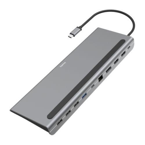 Hama Connect2Office Pro USB-C 10-in-1 Docking Station – USB-C (PD Power), USB-C (Data), 4x USB-A, 2x HDMI, DisplayPort, RJ45, Aluminium