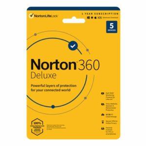 Norton 360 Deluxe 1 x 5 Device, 1 Year Retail Licence – 50GB Cloud Storage – PC, Mac, iOS & Android