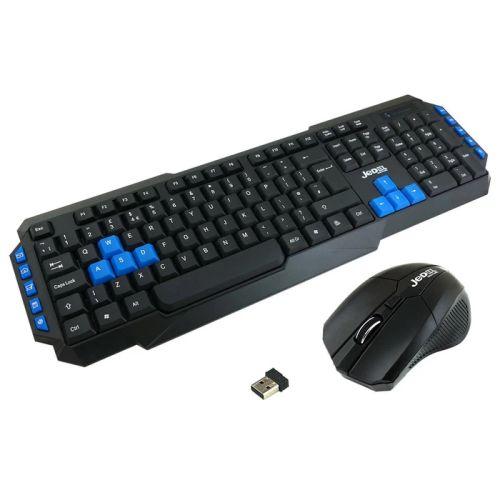 Jedel WS880 Wireless Gaming Desktop Kit, Nano USB, Multimedia Keyboard with Blue Colour Coded Keys, 800-2000 DPI Mouse