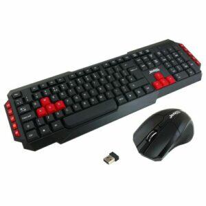 Jedel WS880 Wireless Gaming Desktop Kit, Nano USB, Multimedia Keyboard with Red Colour Coded Keys, 800-2000 DPI Mouse