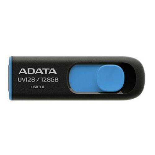 ADATA 128GB USB 3.0 Memory Pen, UV128, Retractable, Capless, Black & Blue