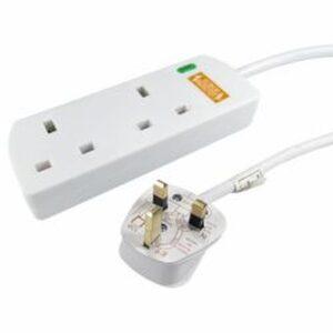 Spire Mains Power Multi Socket Extension Lead, 2-Way, 2M Cable, Surge Protected