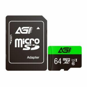 AGI 64GB TF138 Micro SDXC Card with SD Adapter, UHS-I Class 10