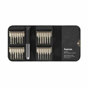 Hama 24-in-1 Mini Screwdriver Set, Resilient Steel, Leather-Look Case