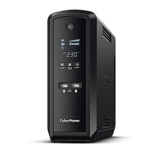 CyberPower PFC Sinewave 1300VA Line Interactive Tower UPS, 780W, LCD Display, 2x UK Plug, 4x IEC, AVR Energy Saving