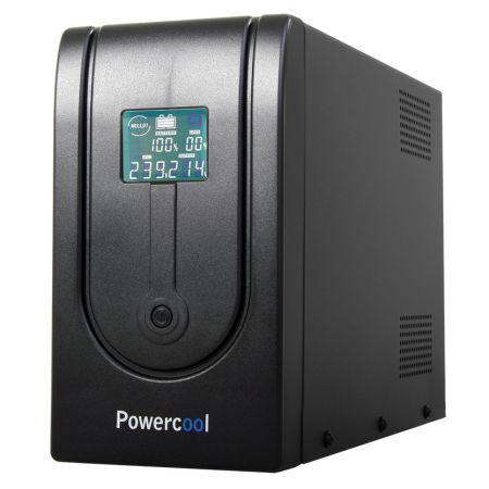 Powercool 1500VA Smart UPS, 900W, LCD Display, 3 x UK Plug, 2 x RJ45, 3 x IEC, USB