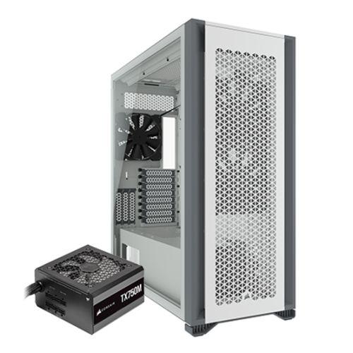 Corsair 7000D Airflow Gaming Case w/ Tempered Glass Window, E-ATX, 3 x AirGuide Fans, High-Airflow Front Panel, USB-C, White ** FREE 750W PSU **