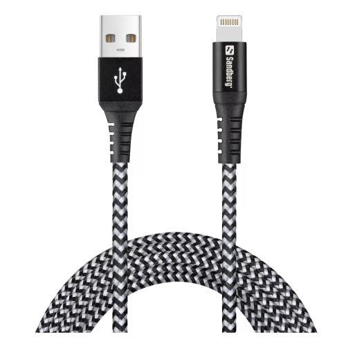 Sandberg (441-41) Survivor Apple Approved Durable Lightning Cable, Kevlar in Double Braided Nylon, 2 Metres, 5 Year Warranty