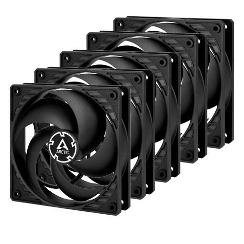 Arctic P12 12cm Pressure Optimised PWM PST Case Fans x5, Black, Fluid Dynamic, 5 Pack