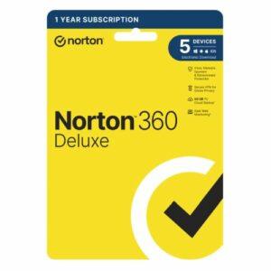 Norton 360 Deluxe 1x 5 Device, 1 Year Retail Licence – 50GB Cloud Storage – PC, Mac, iOS & Android *Non-enrolment Version*