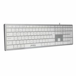 Jedel CK-140U Multimedia Keyboard, USB-A & USB-C, Low Profile, Apple Mac Compatible, Silver