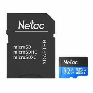 Netac P500 32GB MicroSDHC Card with SD Adapter, U1 Class 10, Up to 90MB/s