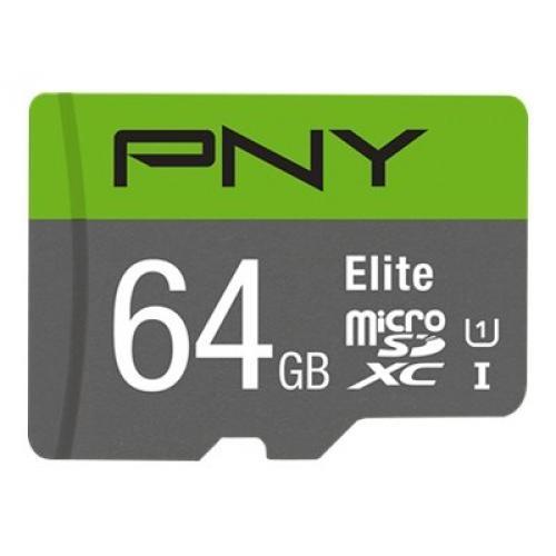 PNY microSDXC Elite 64GB Micro SDXC Card with SD Adapter, UHS-I Class 10
