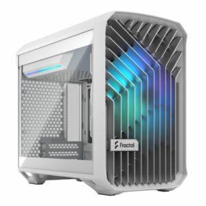 Fractal Design Torrent Nano (Light TG RGB White) Case w/ Light Tint Glass Window, Mini ITX, 1 RGB Fan, ATX PSU & 335mm GPU Support, 280mm Watercooling, RGB Strip, Front Grille, USB-C