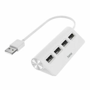 Hama External 4-Port USB 2.0 Hub, USB Powered, White