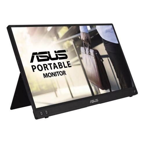 Asus 15.6″ Portable IPS Monitor (ZenScreen MB16ACV), 1920 x 1080, USB-C (USB-A adapter), USB-powered, Auto-rotatable, Antibacterial, Smart Stand & Sleeve inc.