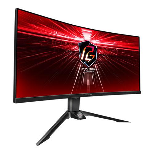 Asrock 34″ Phantom Gaming WQHD Curved Gaming Monitor (PG34WQ15R3A), 3440 x 1440, 1ms, 2 HDMI, DP, 165Hz, Tilt/Swivel/Height Adjust., Mini-OLED Screen, RGB, VESA