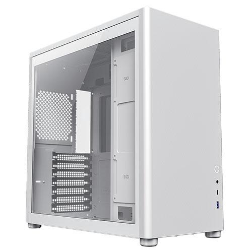 GameMax Spark Pro White Gaming Case w/ 2x Glass Windows, ATX, Modular Design, Vertical Airflow Design, No Fans inc., USB-C