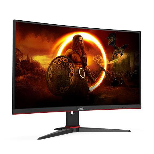 AOC C24G2AE/BK 24 Inch Curved Full HD VA Monitor, 165Hz, 1ms, DisplayPort, HDMI, VGA, Speakers, AMD FreeSync, VESA