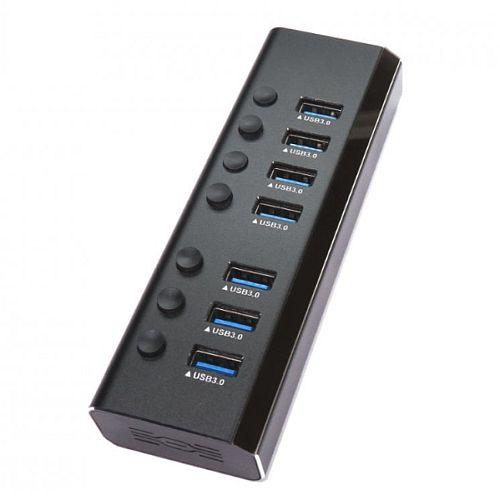 Spire External 7-Port USB 3.0 Hub, External Power, Individually Switched, LED Indicators, Aluminium