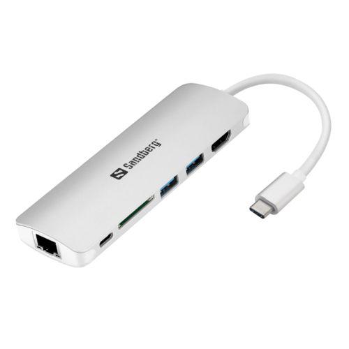 Sandberg USB 3.1 Type-C Dock – HDMI, USB 3.0, USB-C, RJ45, Aluminium, 5 Year Warranty