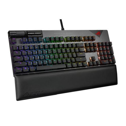 Asus ROG STRIX FLARE II RGB Mechanical Gaming Keyboard w/ PBT Keycaps, USB, ROG NX Red Switches, Detachable Wrist Rest