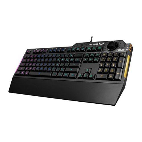 Asus TUF GAMING K1 RGB Keyboard with Volume Knob, 19-key Rollover, Side Light Bar & Armoury Crate, Spill Resistant, Detachable Wrist Rest