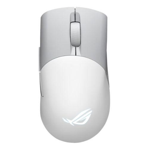 Asus ROG Keris AimPoint Wired/Wireless/Bluetooth Optical Gaming Mouse, 36000 DPI, Swappable Switches, RGB, Mouse Grip Tape, White