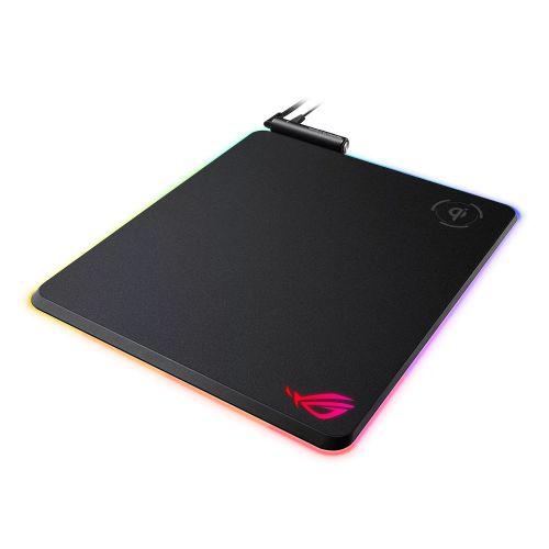 Asus ROG Balteus RGB Gaming Mouse Pad with Qi Wireless Charging, Customisable Lighting, Non-slip, USB Passthrough, 370 x 320 x 7.9 mm
