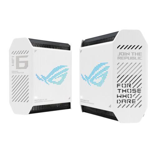 Asus (GT6 2-Pack White) ROG Rapture AX10000 Tri-Band Gaming Mesh Wi-Fi 6 System, 2.5G LAN, AiMesh, RangeBoost Plus, AiProtection Pro, RGB