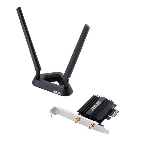 Asus (PCE-AX58BT) AX3000 (574+2402) Wireless Dual Band PCI Express Wi-Fi 6 Adapter, Bluetooth 5.0,  WPA3, OFDMA & MU-MIMO, External Base