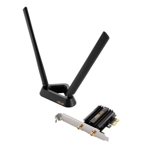 Asus (PCE-AXE59BT) AXE5400 Wi-Fi 6E Tri-Band PCI Express Adapter, Bluetooth 5.2, OFDMA & MU-MIMO, External Base