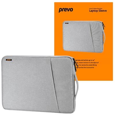 Prevo 14 Inch Laptop Sleeve, Side Pocket, Cushioned Lining, Light Grey