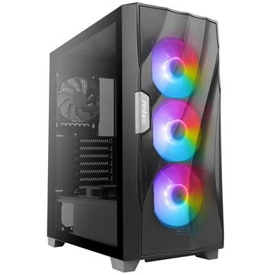 ANTEC DF700 Flux Case, Gaming, Black, Mid Tower, 2 x USB 3.0, Tempered Glass Side Window Panel, Three-Dimensional Wave-Shaped Mesh Front Panel, Addressable RGB LED Fans, Patented F-LUX Platform Cooling Solution