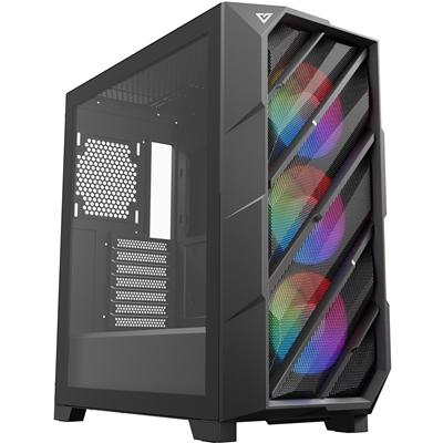 ANTEC DP503 Case, Gaming, Black, Mid Tower, 2 x USB 3.0 / 1 x USB 3.2 Gen 2 Type-C, Tempered Glass Side Window Panels, Mesh Front Panel with Slanted Bar Design for Massive Airflow, Addressable RGB LED Fans, E-ATX, ATX, Micro ATX, Mini-ITX