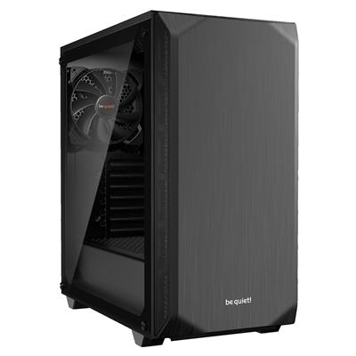be quiet! Pure Base 500 Window Case, Black, Mid Tower, 2 x USB 3.2 Gen 1 Type-A, Tempered Glass Side Window Panel, 2 x Pure Wings 2 140mm Black PWM Fans Included, Exchangeable Top Cover for Silent or High Performance, Insulation Mats on Front, Sides & Top