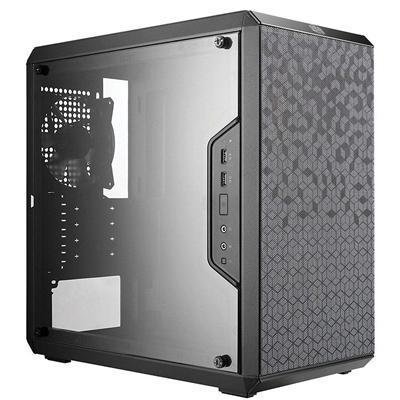 COOLER MASTER MasterBox Q300L Case, Black, Mini Tower, 2 x USB 3.0 Type-A, Edge-to-Edge Acrylic Transparent Side Panel, Unique Patterned Front & Top Dust Filter, Modular I/O Panel, Vertical or Horizontal Positioning