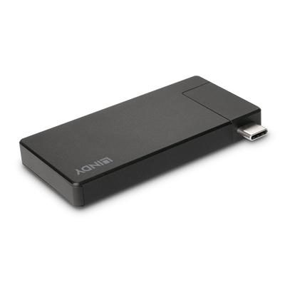 LINDY 43336 USB-C Laptop Micro Docking Station with 1 x HDMI (F) 1 x USB Type-A (F) & USB Type-C Featuring Power Delivery 3.0 Capable up to 100W for Pass-Through Charging, Supports HDMI Resolutions up to 4K 3840×2160@60Hz