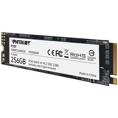 Patriot P300 (P300P256GM28) 256GB NVMe SSD, M.2 Interface, PCIe Gen3, 2280, Read 1700MB/s, Write 1100MB/s, 3 Year Warranty