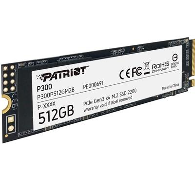 Patriot P300 (P300P512GM28) 512GB NVMe SSD, M.2 Interface, PCIe Gen3, 2280, Read 1700MB/s, Write 1100MB/s, 3 Year Warranty